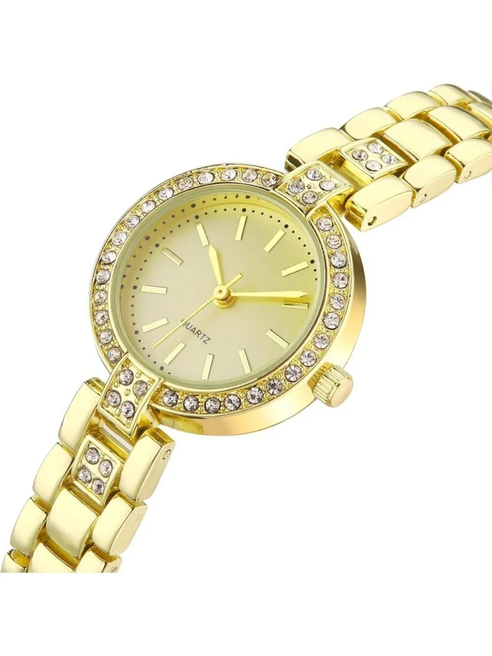 Womens Gold Analog Quartz Relogio Feminino Waterproof Bracelet Round Wrist Watch